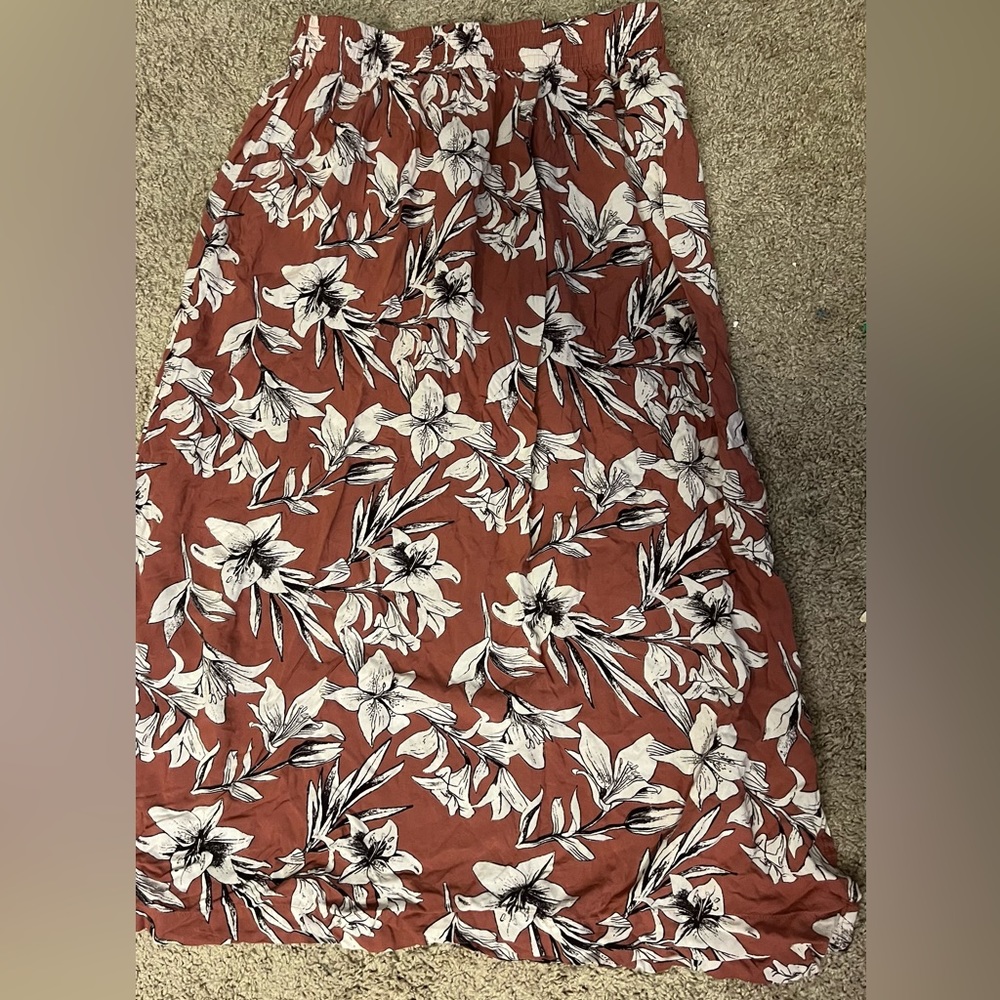 Roxy Mauve Floral Maxi Skirt Size Large/ US 12